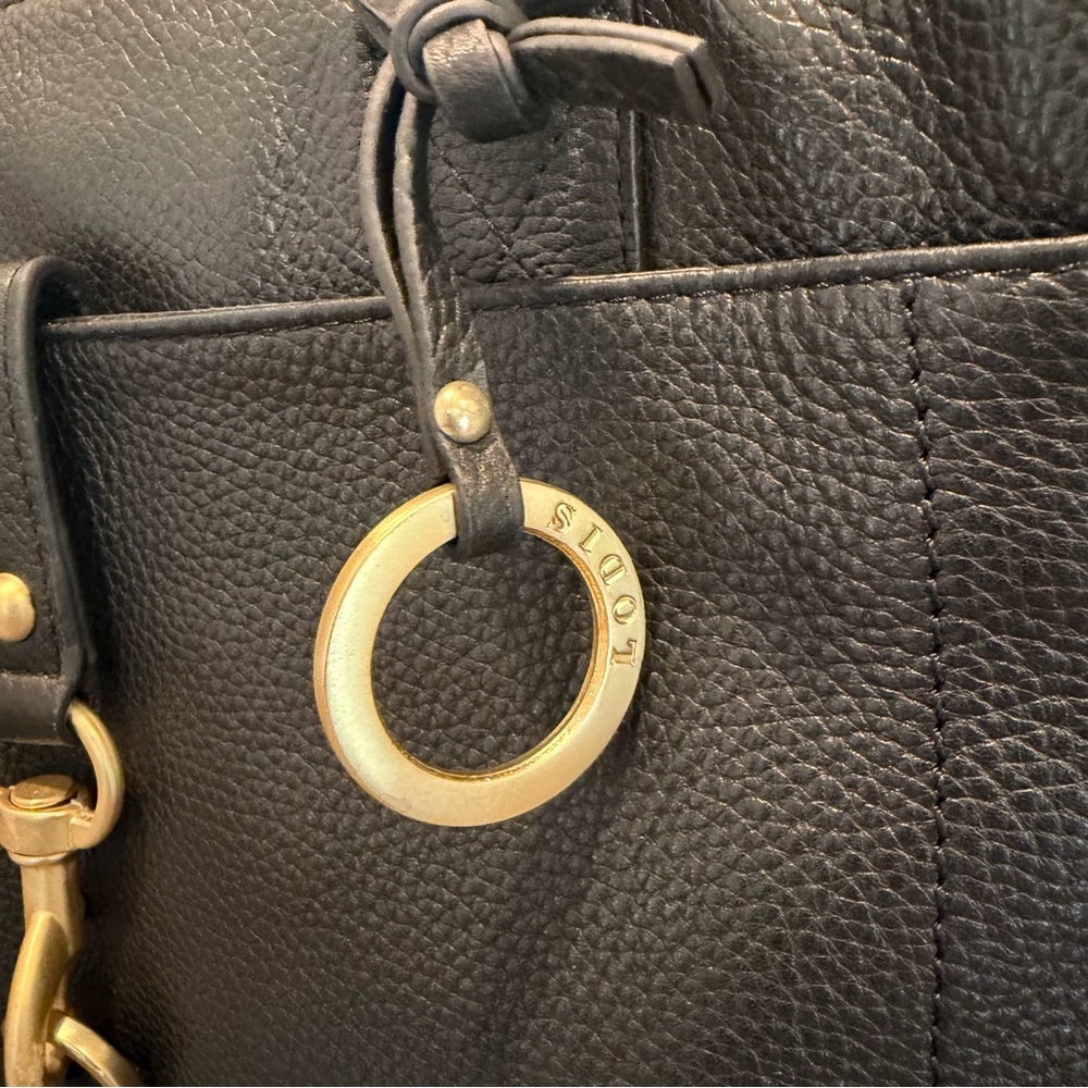 Lodis Black Leather Satchel with Gold Hardware Detail - Picture 16 of 16